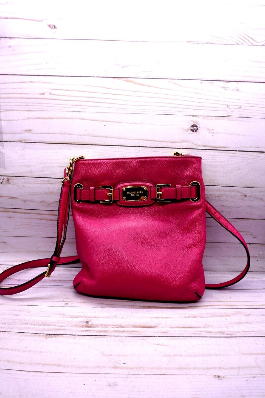 Michael Kors Womens Pink Pebbled Leather Adjustable Strap Small Crossbody Bag